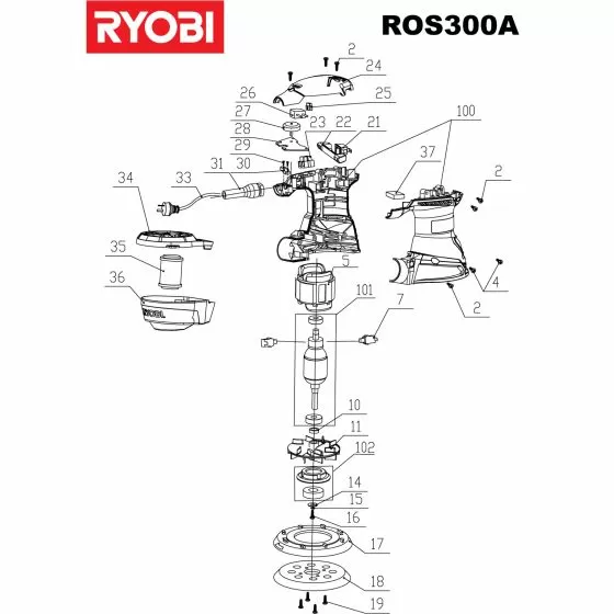 Ryobi ERO2412VHG Spare Parts List Type: 5133000343